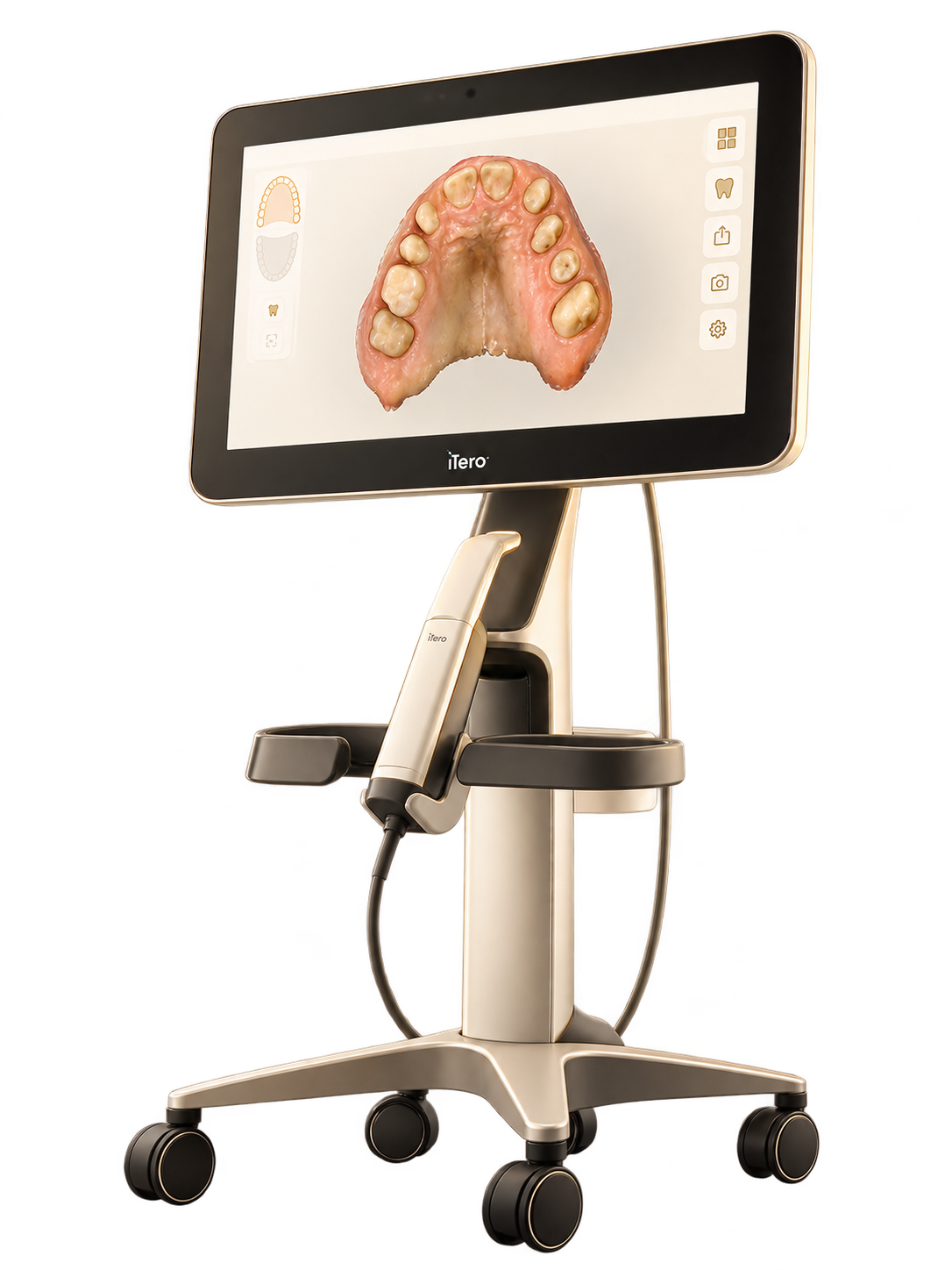 Scanner iTero com modelo digital dos dentes na tela